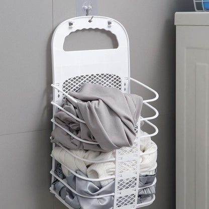 Wall-Mounted Foldable Laundry Basket, No-Drilling Hanging Dirty Clothes Hamper for Bathroom - Blue V1265-AU-231-LAN-X