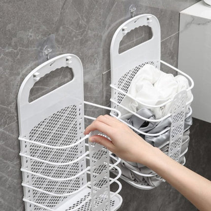 Wall-Mounted Foldable Laundry Basket, No-Drilling Hanging Dirty Clothes Hamper for Bathroom - Blue V1265-AU-231-LAN-X