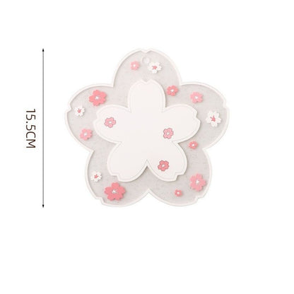 4-Pack - Sakura-Shaped PVC Heat-Resistant Coasters, Non-Slip Trivets for Bowls, Pots & Cups - White V1265-AU-233-BAI-4