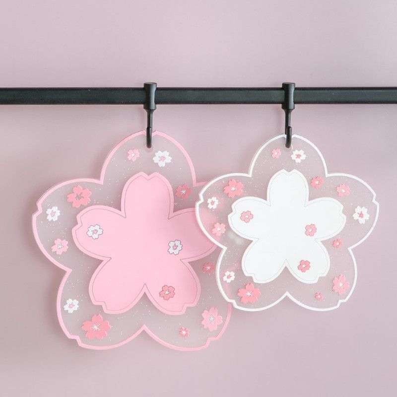 4-Pack - Sakura-Shaped PVC Heat-Resistant Coasters, Non-Slip Trivets for Bowls, Pots & Cups - White V1265-AU-233-BAI-4