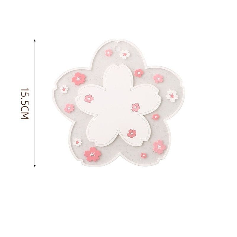 6-Pack - Sakura-Shaped PVC Heat-Resistant Coasters, Non-Slip Trivets for Bowls, Pots & Cups - White V1265-AU-233-BAI-6