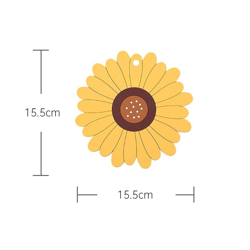 4-Pack - Sunflower-Shaped PVC Heat-Resistant Placemat, Non-Slip Trivet for Bowls, Pots & Cups - Yellow V1265-AU-234-HUANG-4