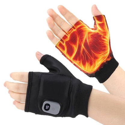 USB Rechargeable Heated Half-Finger Gloves, 3-Level Temperature Control Winter Hand Warmers (1 Pair) V1265-AU-241-HEI