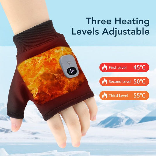 USB Rechargeable Heated Half-Finger Gloves, 3-Level Temperature Control Winter Hand Warmers (1 Pair) V1265-AU-241-HEI