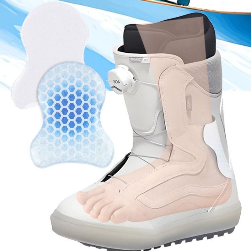 2PCS Gourd-Shaped Gel Pads for Ski Boots, Self-Adhesive Shock Absorbing Heel Liners, Reusable & Washable V1265-AU-244-LAN-2