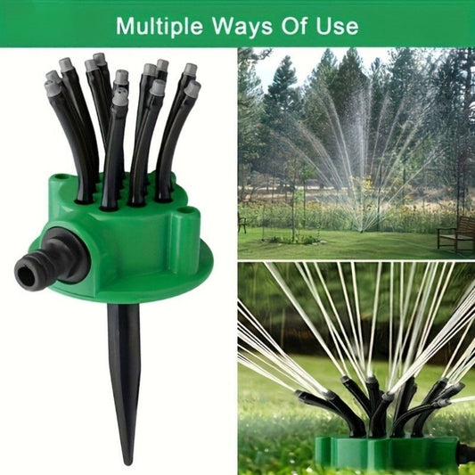 360 Degree Adjustable 12-Tube Ground Stake Sprinkler, Automatic Garden Lawn Irrigation Water Sprayer Head V1265-AU-246-LV