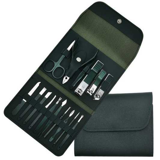 16-Piece Stainless Steel Manicure and Pedicure Set, Home Nail Clippers and Cuticle Tools Kit for Hand, Foot, V1265-AU-250-HEI