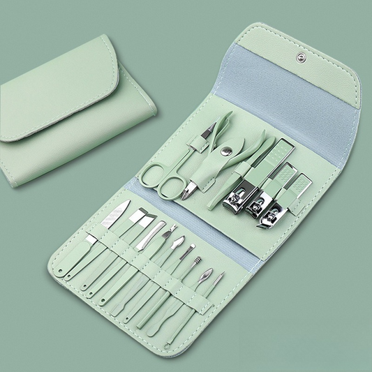 16-Piece Stainless Steel Manicure and Pedicure Set, Home Nail Clippers and Cuticle Tools Kit for Hand, Foot, V1265-AU-250-LV