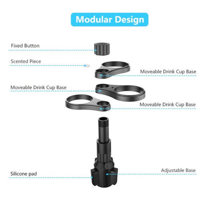 3-Hole Car Cup Holder Expander, Adjustable Rotatable Drink Holder for Car Round Cup Slot V1265-AU-251-HEI