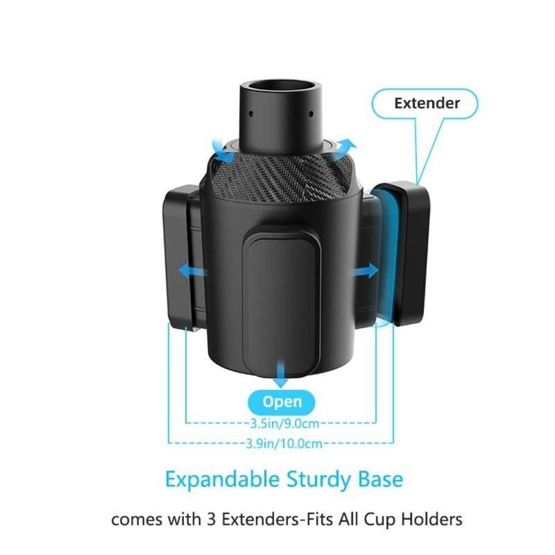 3-Hole Car Cup Holder Expander, Adjustable Rotatable Drink Holder for Car Round Cup Slot V1265-AU-251-HEI