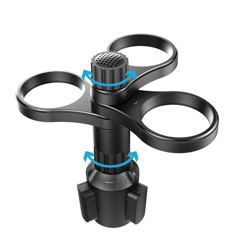 3-Hole Car Cup Holder Expander, Adjustable Rotatable Drink Holder for Car Round Cup Slot V1265-AU-251-HEI