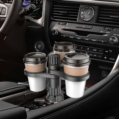 3-Hole Car Cup Holder Expander, Adjustable Rotatable Drink Holder for Car Round Cup Slot V1265-AU-251-HEI