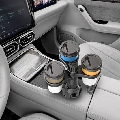 3-Hole Car Cup Holder Expander, Adjustable Rotatable Drink Holder for Car Round Cup Slot V1265-AU-251-HEI