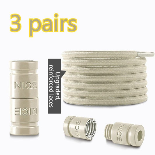 3 pairs Capsule Lock Elastic No-Tie Shoelaces, Lazy Stretch Shoe Laces for Kids, Adults, Sneakers, and Boots V1265-AU-252-MI-3