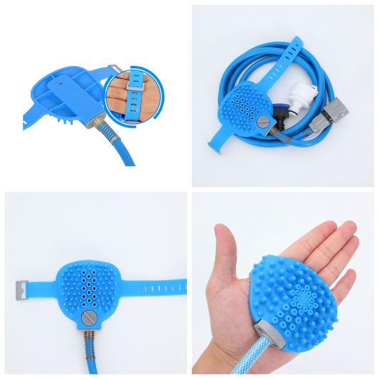 Multi-Functional Pet Shower Brush with Hose, Silicone Massage Sprayer for Dog Cat Bath Cleaning V1265-AU-253-LAN