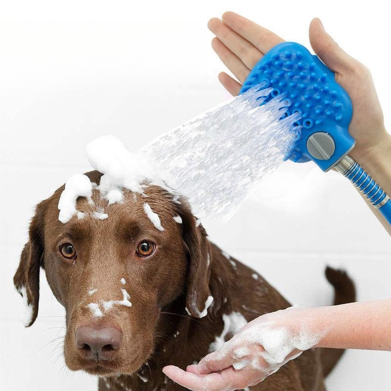 Multi-Functional Pet Shower Brush with Hose, Silicone Massage Sprayer for Dog Cat Bath Cleaning V1265-AU-253-LAN