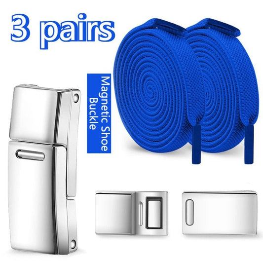 3 Pairs - Magnetic Wide Elastic No-Tie Shoelaces Set, Lazy Magnetic Lock Stretch Laces for Kids and Adults - V1265-AU-256-LAN-3