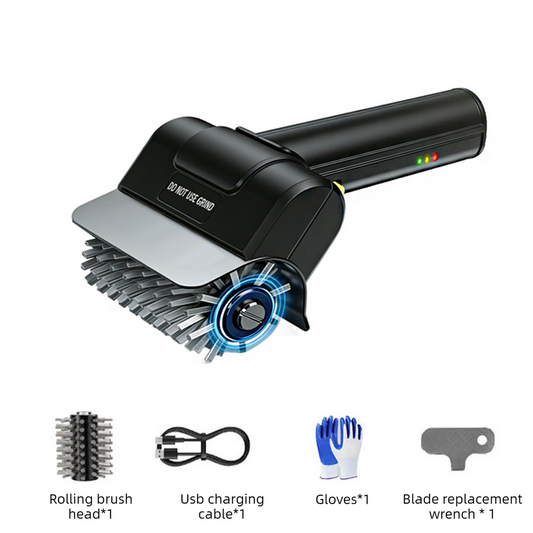 Rechargeable Electric Grill Brush, Stainless Steel Wire Roller BBQ Cleaner Tool Kit for Outdoor V1265-AU-257-DAN
