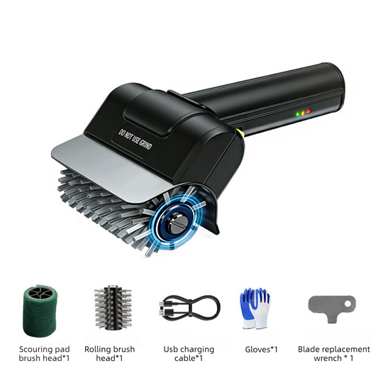 Rechargeable Electric Grill Brush, Stainless Steel Wire Roller BBQ Cleaner Tool Kit ,Dual Brush : (Wire Brush V1265-AU-257-SHUANG