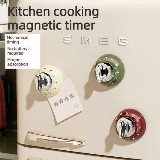Vintage Magnetic Mechanical Kitchen Timer, 60-Minute Countdown Timer for the Fridge, Battery-Free Cooking V1265-AU-259-BAI