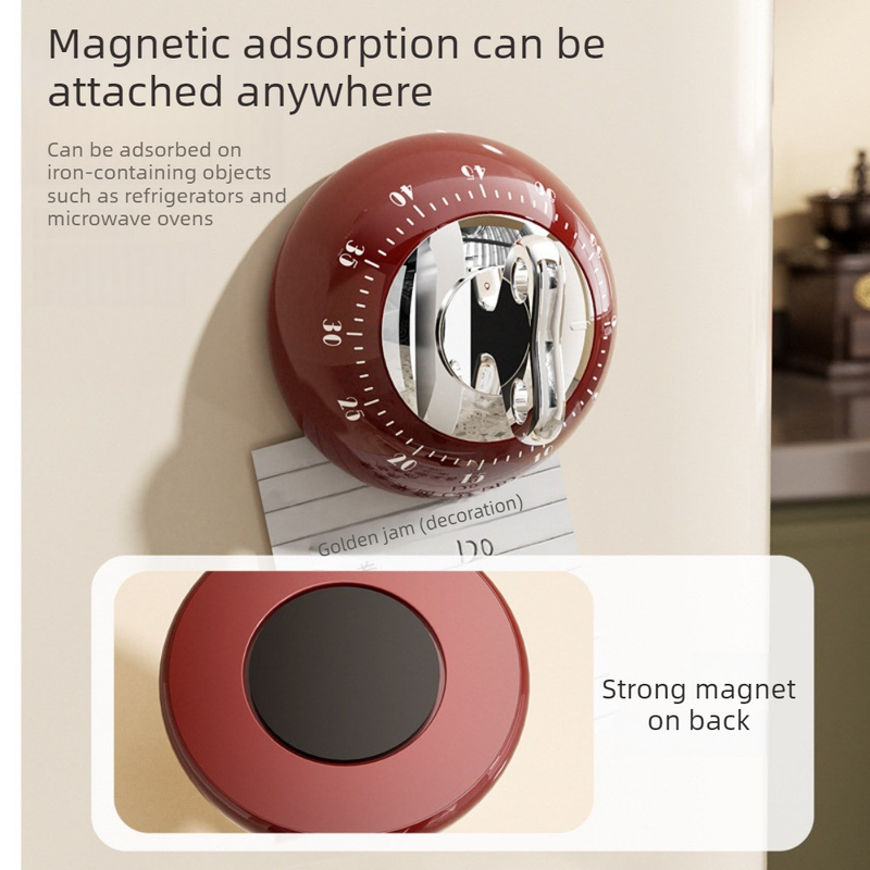 Vintage Magnetic Mechanical Kitchen Timer, 60-Minute Countdown Timer for the Fridge, Battery-Free Cooking V1265-AU-259-BAI