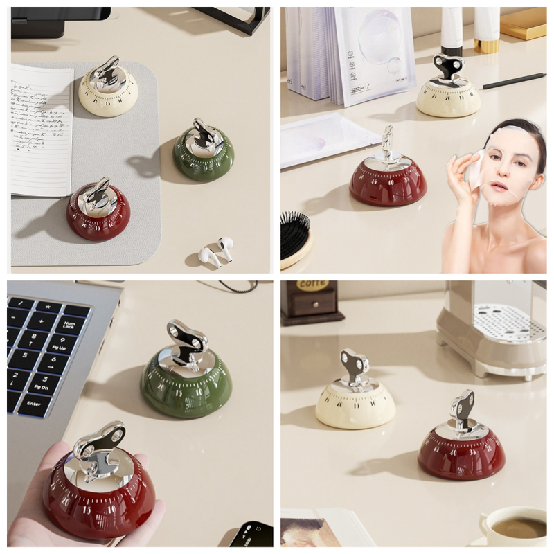 Vintage Magnetic Mechanical Kitchen Timer, 60-Minute Countdown Timer for the Fridge, Battery-Free Cooking V1265-AU-259-BAI