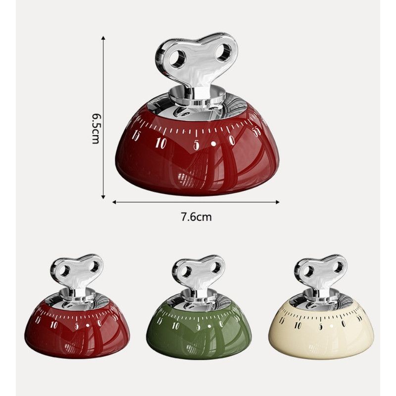 Vintage Magnetic Mechanical Kitchen Timer, 60-Minute Countdown Timer for the Fridge, Battery-Free Cooking V1265-AU-259-HONG