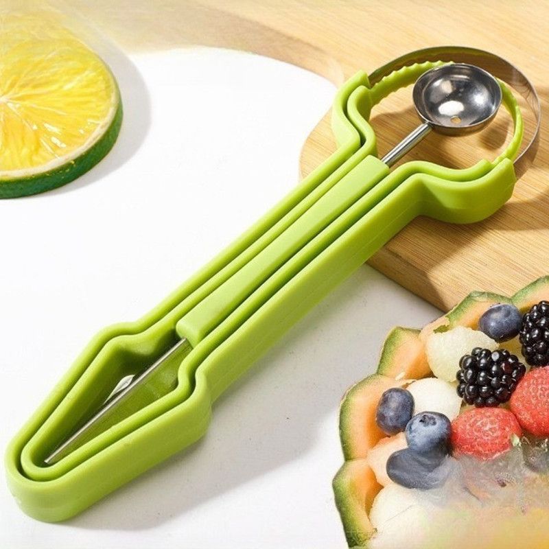 3-in-1 Stainless Steel Fruit Carving Scoop, Multi-Function Melon Seed Remover Kitchen Tool V1265-AU-261-LV