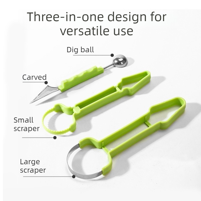 3-in-1 Stainless Steel Fruit Carving Scoop, Multi-Function Melon Seed Remover Kitchen Tool V1265-AU-261-LV