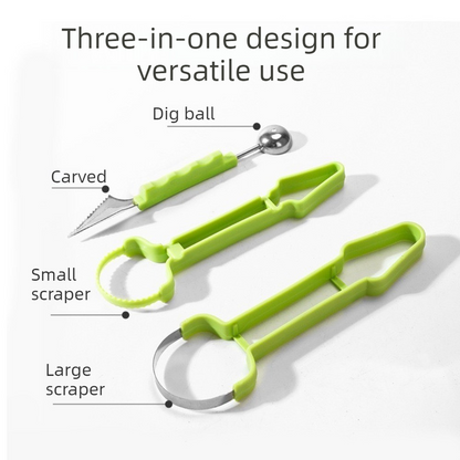 2-Piece 3-in-1 Stainless Steel Fruit Carving Scoop, Multi-Function Melon Seed Remover Kitchen Tool V1265-AU-261-LV-2