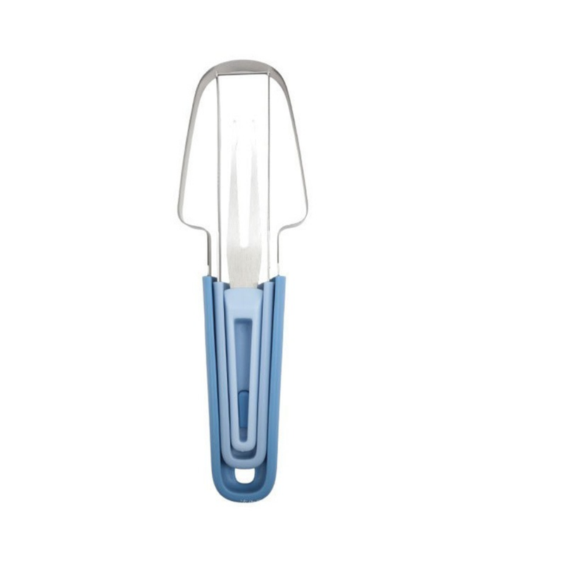 3-in-1 Stainless Steel Watermelon Cutter Set, Multi-Function Melon Slicer, Scoop, and Fork Kitchen Tool-Blue V1265-AU-262-LAN