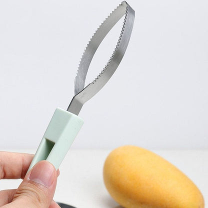 Stainless Steel Mango Cutter 3-Piece Set, Multi-Function Mango Core Remover & Dicer Kitchen Tool-Green V1265-AU-263-LV