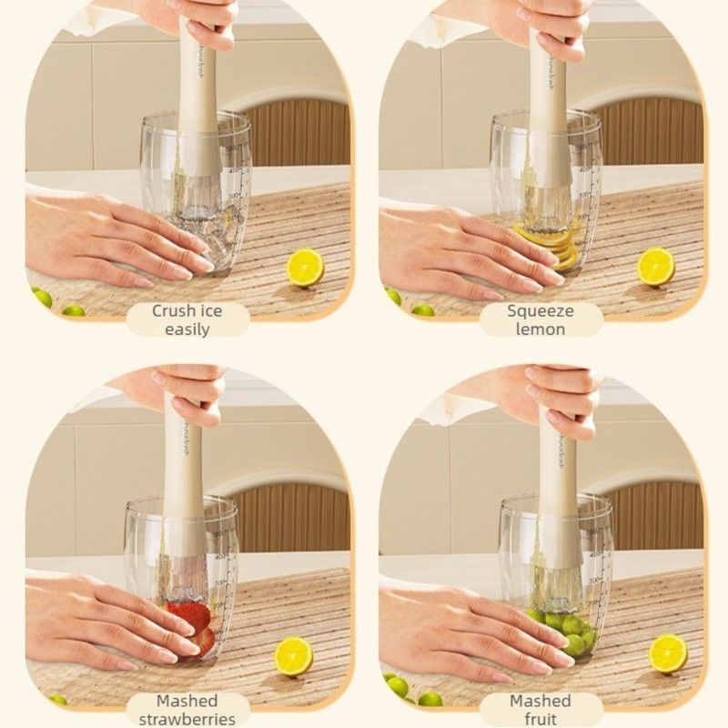 Ice Muddler, Fruit Crushing Muddler for Homemade Milk Tea & Lemon Drinks—Yellow