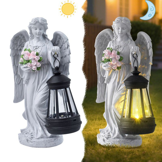 Solar-Powered Angel Lantern Outdoor Light, Resin Waterproof Garden Decorative Light, Walkway and Lawn Mood V1265-AU-BY25042