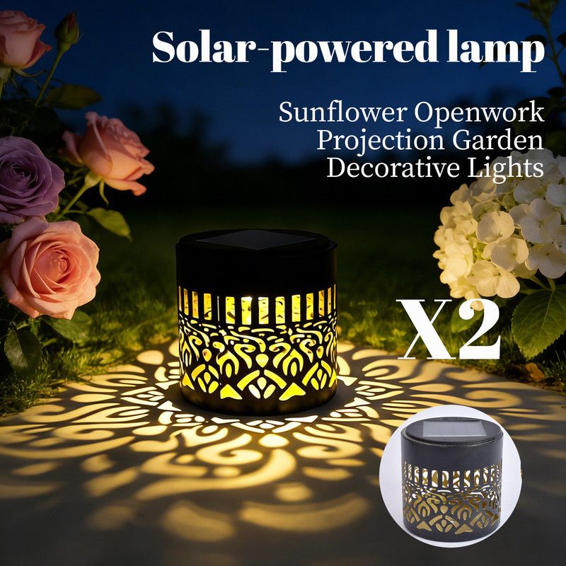 Solar-Powered Wrought Iron Mandala Pattern Openwork Projection Light, Courtyard and Garden Mood Light, V1265-AU-MANTUOLUO-2