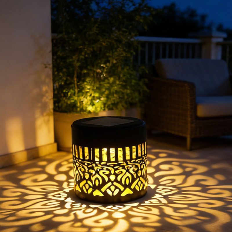 Solar-Powered Wrought Iron Mandala Pattern Openwork Projection Light, Courtyard and Garden Mood Light, V1265-AU-MANTUOLUO-2