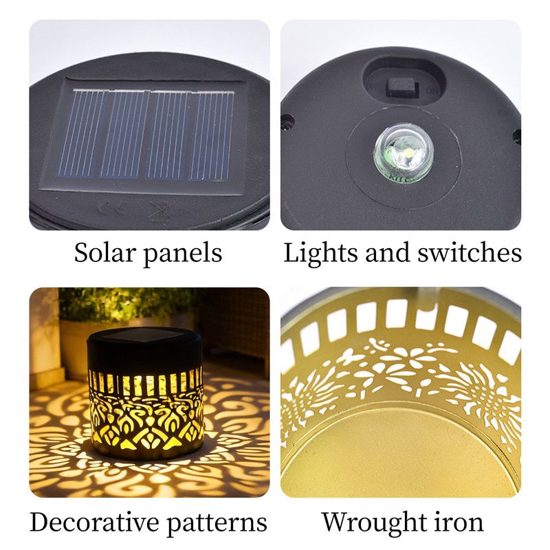 Solar-Powered Wrought Iron Mandala Pattern Openwork Projection Light, Courtyard and Garden Mood Light, V1265-AU-MANTUOLUO-2