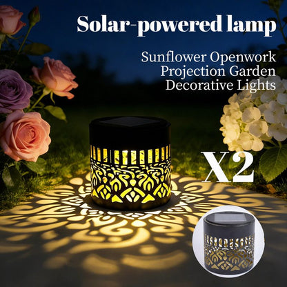 Solar-Powered Wrought Iron Mandala Pattern Openwork Projection Light, Courtyard and Garden Mood Light, V1265-AU-MANTUOLUO-2