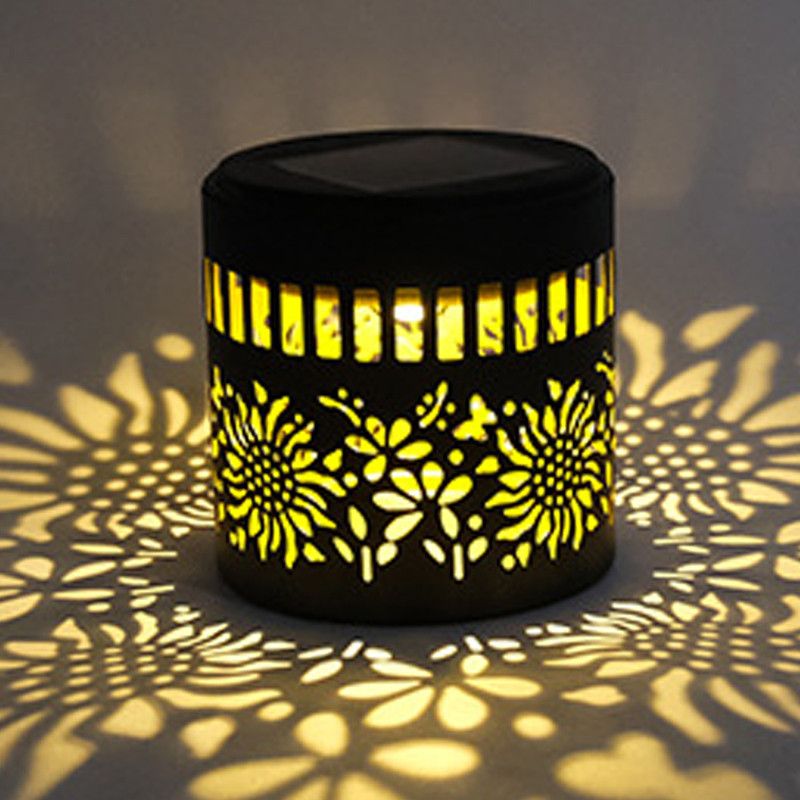 Solar-Powered Wrought Iron Sunflower-Patterned Openwork Projection Light, Courtyard and Garden Mood Light, V1265-AU-TAOGUAN-2