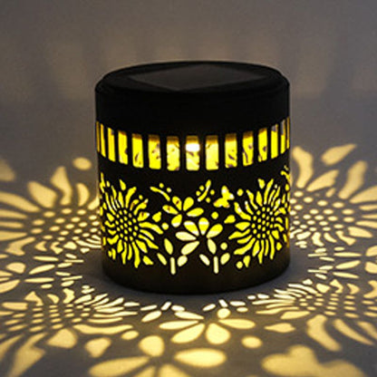 Solar-Powered Wrought Iron Sunflower-Patterned Openwork Projection Light, Courtyard and Garden Mood Light, V1265-AU-TAOGUAN-2