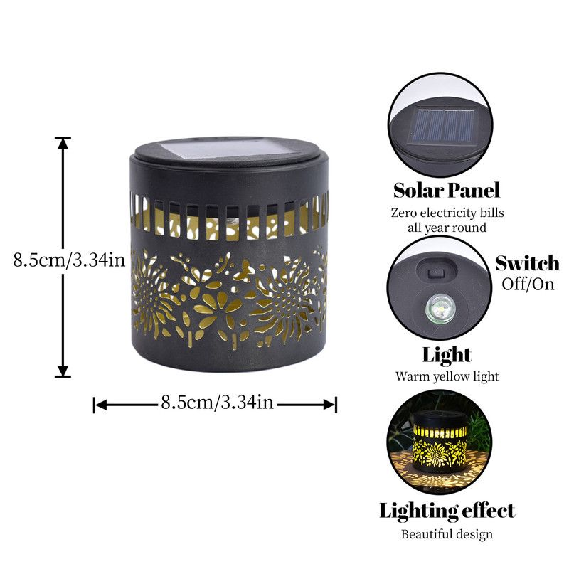 Solar-Powered Wrought Iron Sunflower-Patterned Openwork Projection Light, Courtyard and Garden Mood Light, V1265-AU-TAOGUAN-2