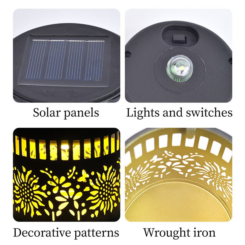 Solar-Powered Wrought Iron Sunflower-Patterned Openwork Projection Light, Courtyard and Garden Mood Light, V1265-AU-TAOGUAN-2