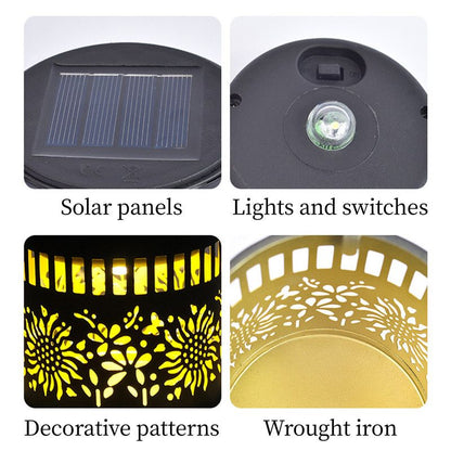 Solar-Powered Wrought Iron Sunflower-Patterned Openwork Projection Light, Courtyard and Garden Mood Light, V1265-AU-TAOGUAN-2