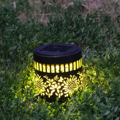 Solar-Powered Wrought Iron Sunflower-Patterned Openwork Projection Light, Courtyard and Garden Mood Light, V1265-AU-TAOGUAN-2