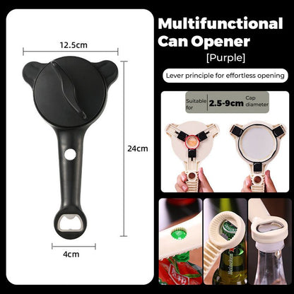 4-in-1 Multi-Function Can Opener, Essential Kitchen Tool for Opening Lids, Multi-Size Bottle Opener - Black V1265-AU002-HEI