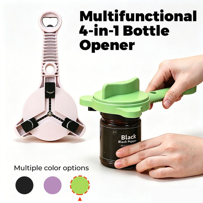 4-in-1 Multi-Function Can Opener, Essential Kitchen Tool for Opening Lids, Multi-Size Bottle Opener - Green V1265-AU002-LV