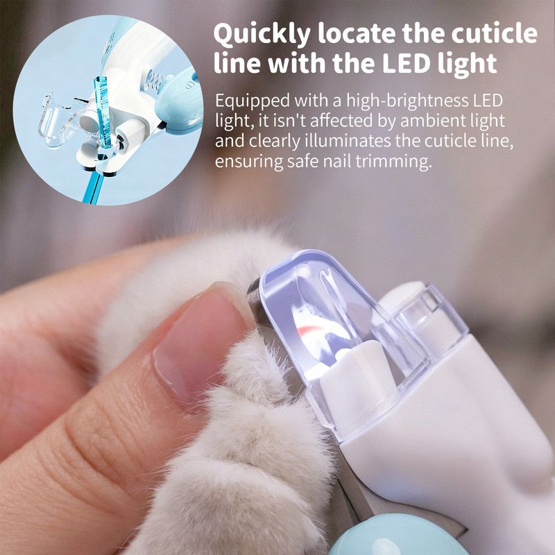 Pet Nail Clippers with Light, Splatter-Proof and Safe, Universal Tool for Cats and Dogs, LED Light for V1265-AU003-FEN