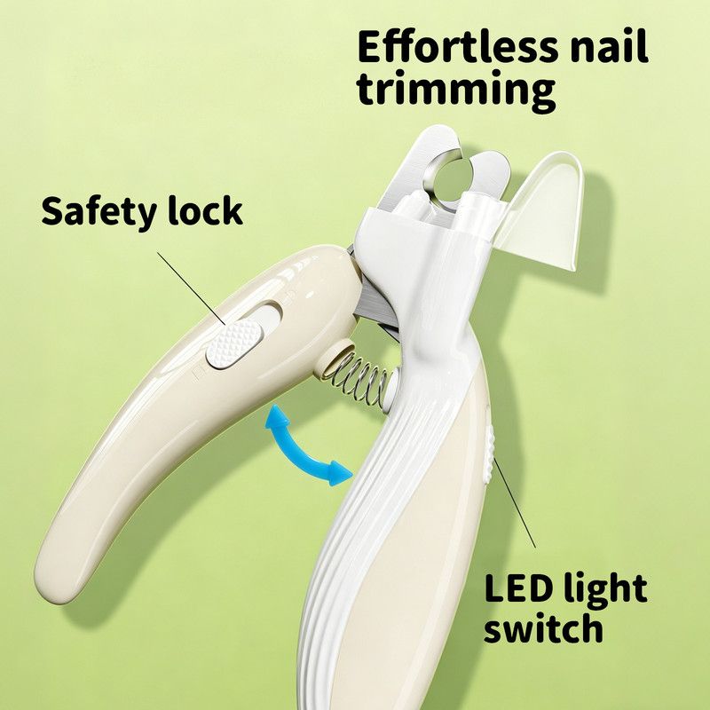 Pet Nail Clippers with Light, Splatter-Proof and Safe, Universal Tool for Cats and Dogs, LED Light for V1265-AU003-FEN