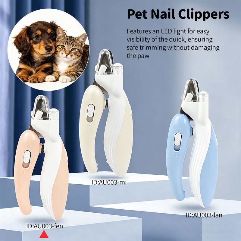 Pet Nail Clippers with Light, Splatter-Proof and Safe, Universal Tool for Cats and Dogs, LED Light for V1265-AU003-FEN