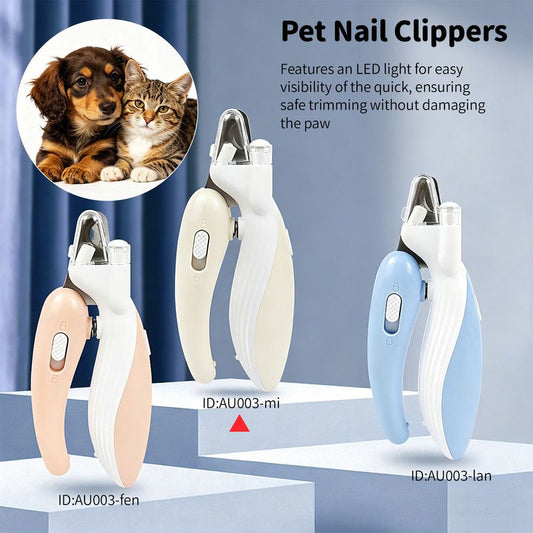 Pet Nail Clippers with Light, Splatter-Proof and Safe Grooming Tool, Universal for Cats and Dogs, LED Light V1265-AU003-MI